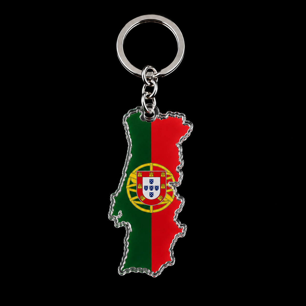 Portugal country-shaped flag keychain
