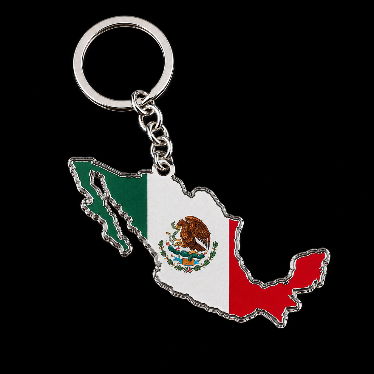 Mexico country-shaped flag keychain