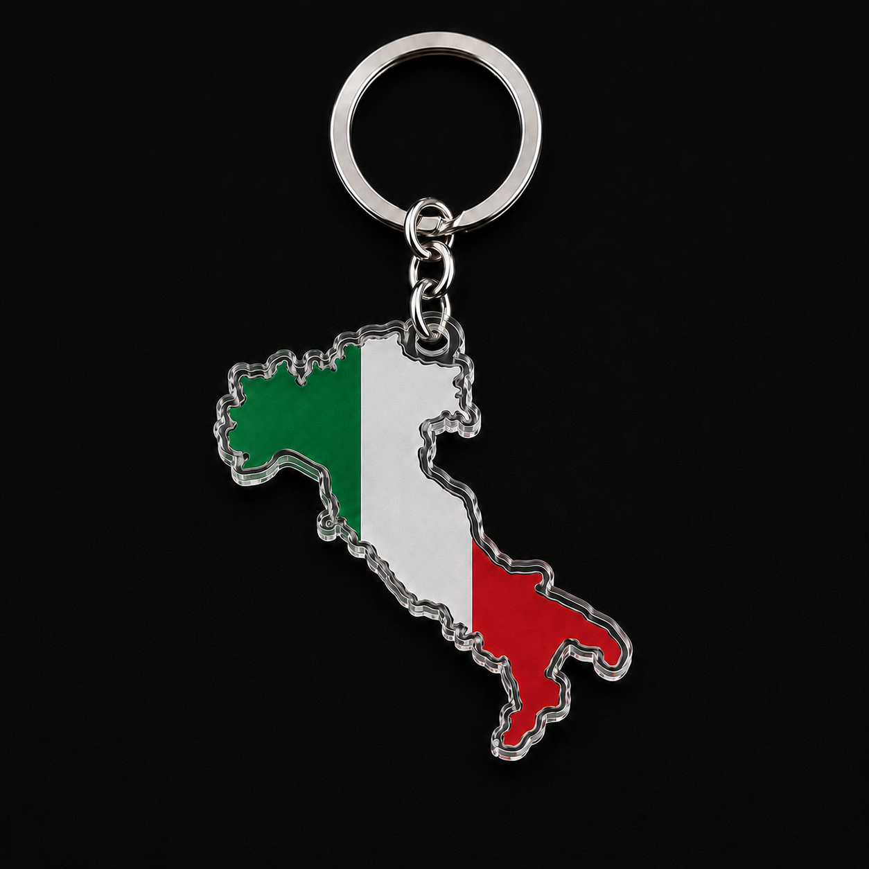 Italy country-shaped flag keychain