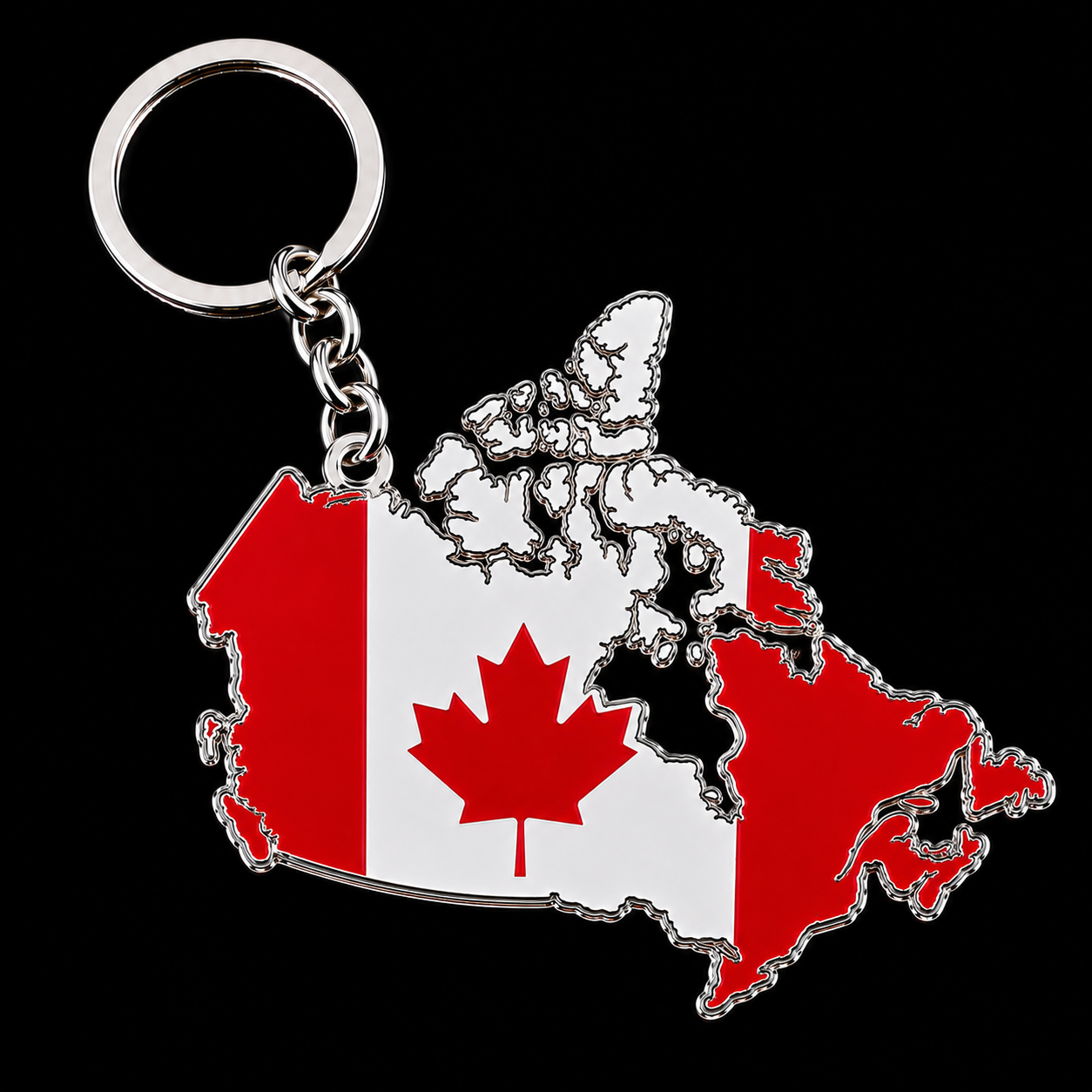 Canada country-shaped flag keychain