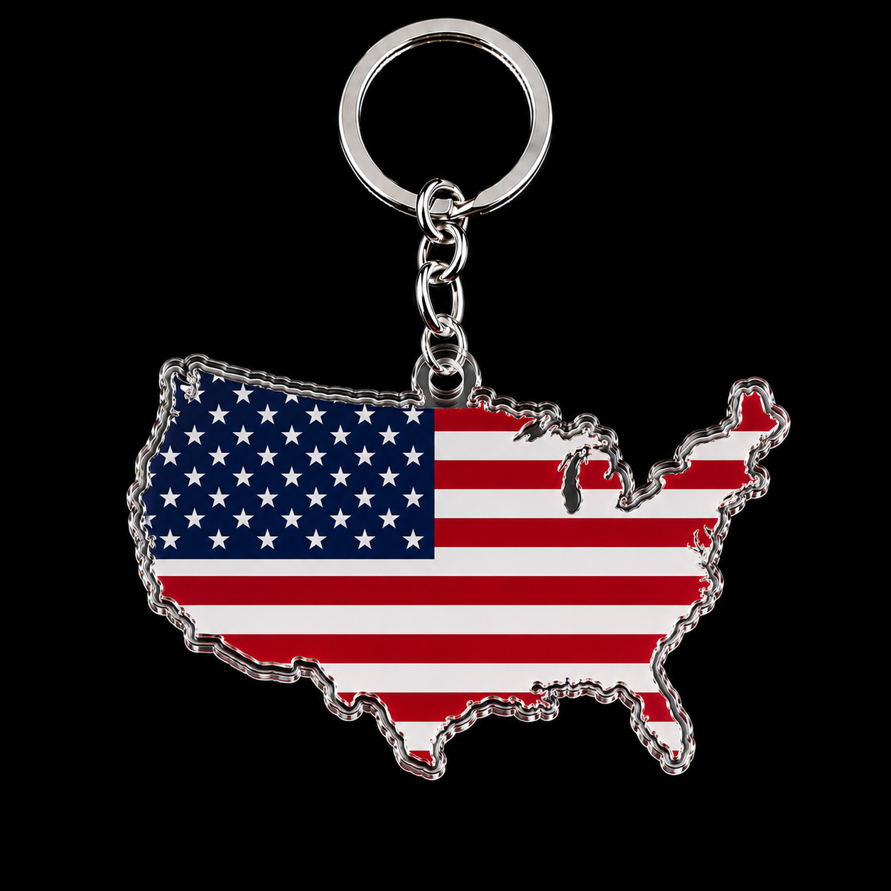USA country-shaped flag keychain