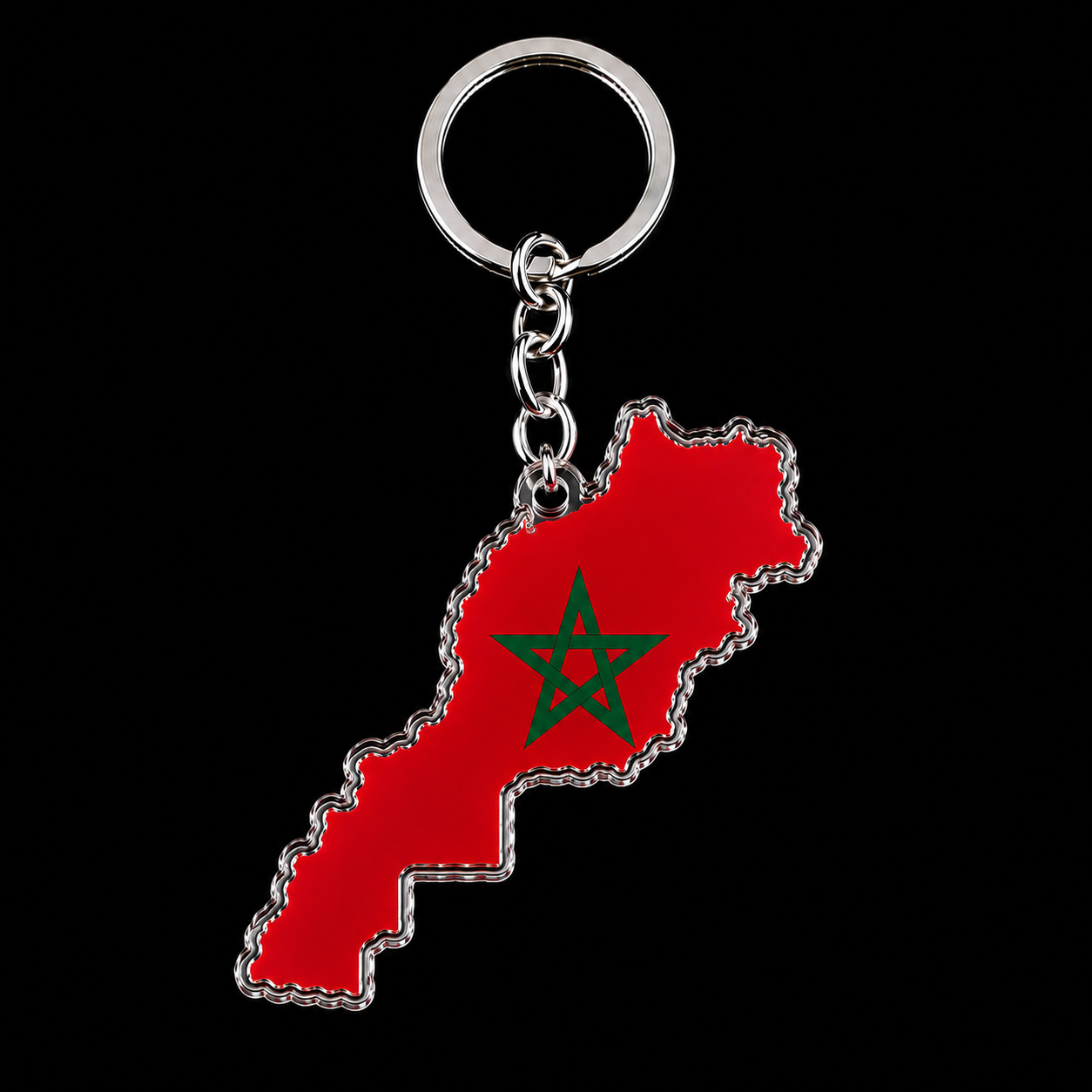 Morocco country-shaped flag keychain