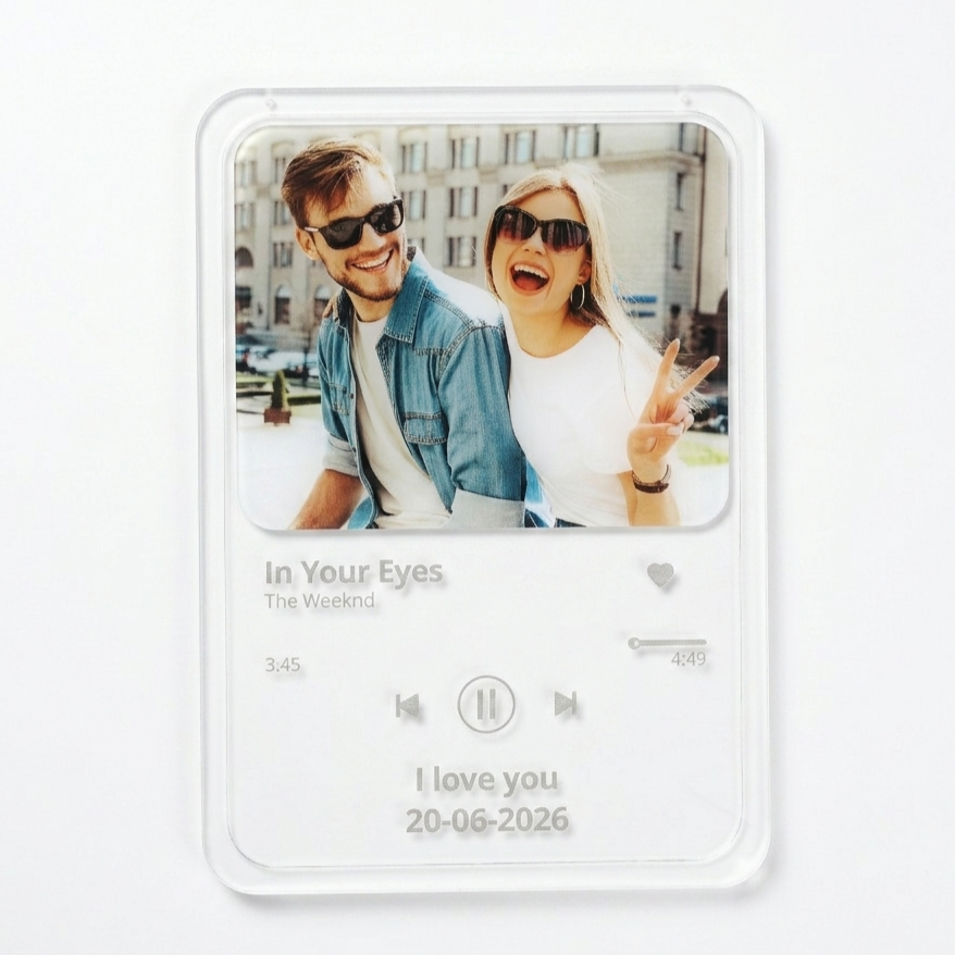Acrylic music plaque with photo, song and custom message