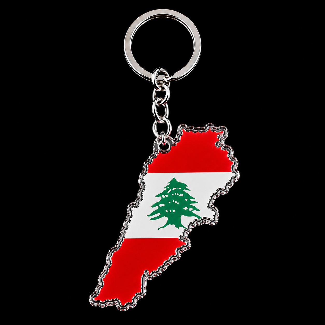 Lebanon country-shaped flag keychain
