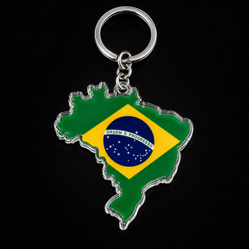 Brazil country-shaped flag keychain