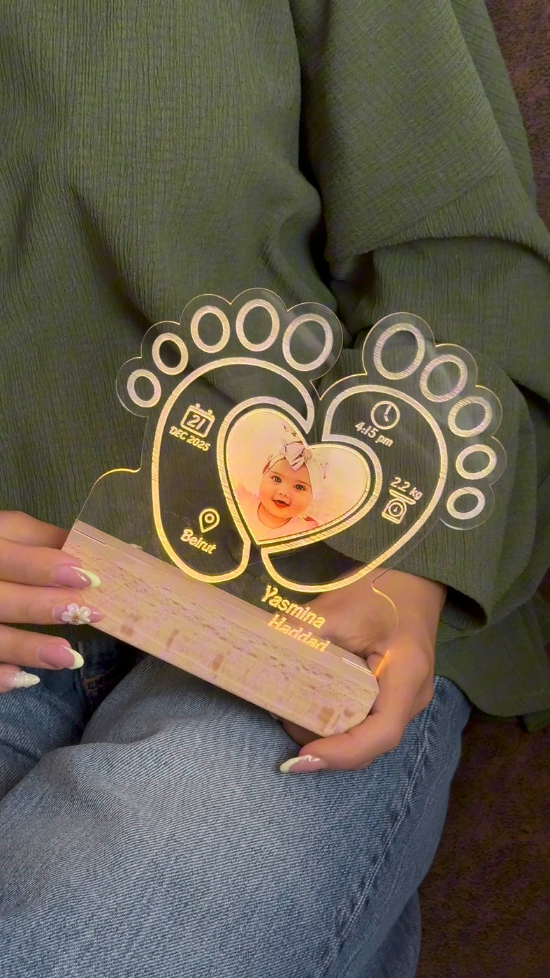 Baby Footprints LED Birth Plaque